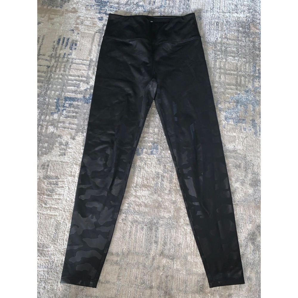 Kyodan Womens Black Camo High Waisted Activewear Leggings Small Tonal Camouflage